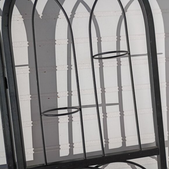 Cathedral Window Votive Candle Holders Gothic Black Wrought Iron Pair Arched Vtg - Picture 10 of 16